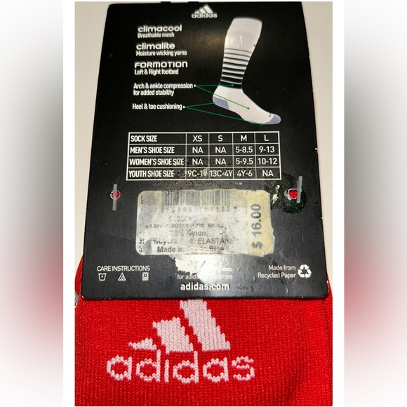 Adidas Team Speed OTC Soccer Socks 1 Pair Youth 13C-4Y Red & White w Logo NEW! - Picture 5 of 8